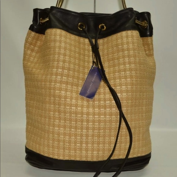 Philippe Roucou Irma Handbags - Philippe Roucou Irma Rafia/calfskin bucket bag